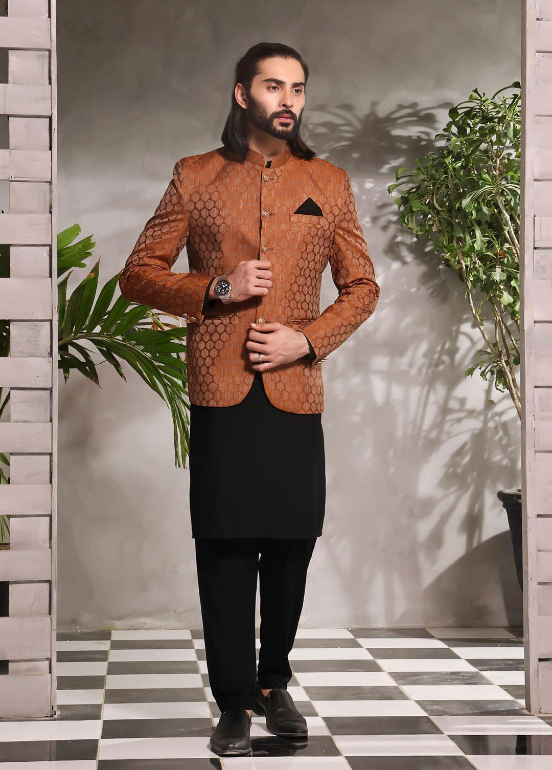 The Great Master (TGM) Jamawar Formal Prince Coat for Men - Prince Coat 84
