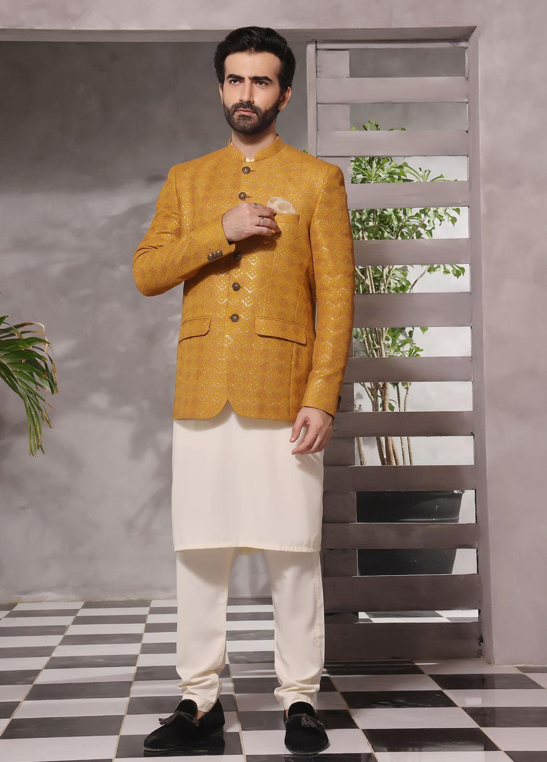 The Great Master (TGM) Raw silk Formal Prince Coat for Men - Prince Coat 88