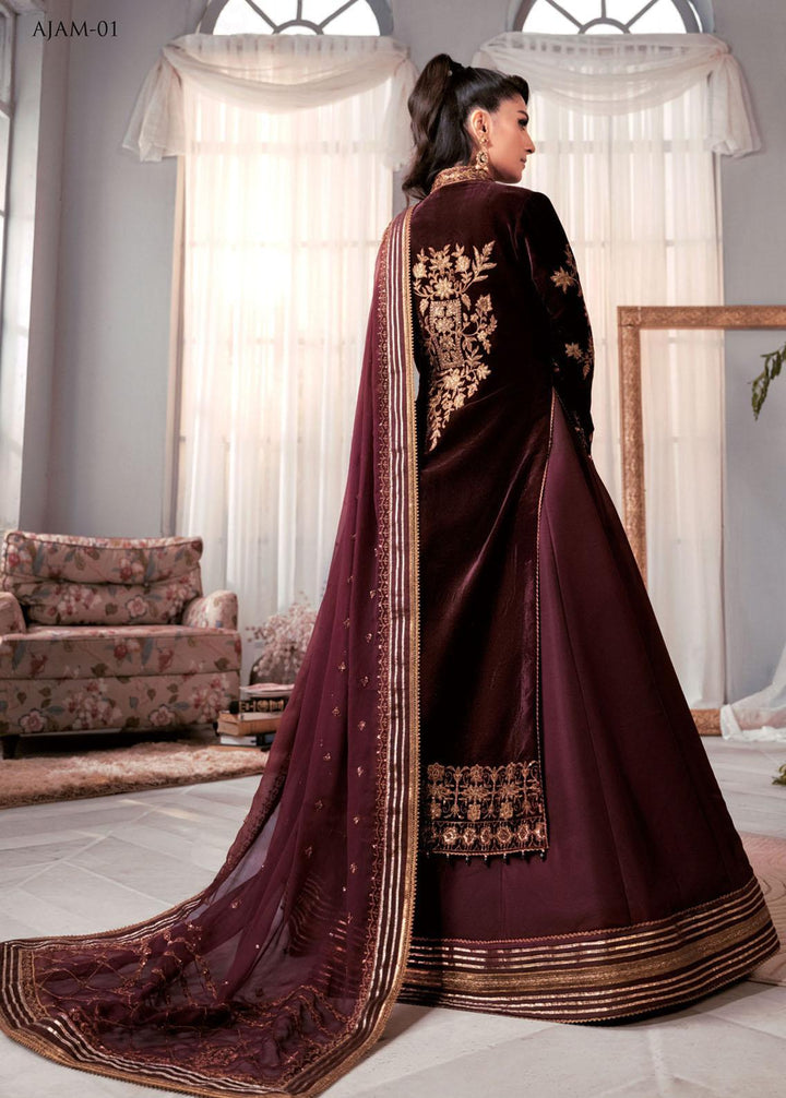 The Ayeza Edit by Asim Jofa Embroidered Velvet Suits Unstitched 3 Piece AJ22AM AJAM-01 - Winter Collection