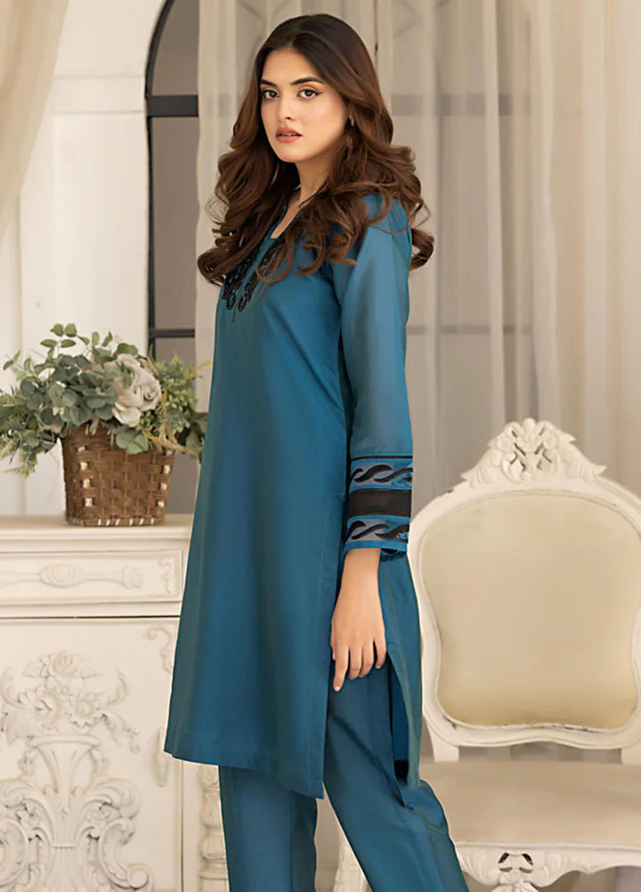The Classic Fit by Cyanic Pret Embroidered Sheesha Silk 2 Piece Suit Saphoria