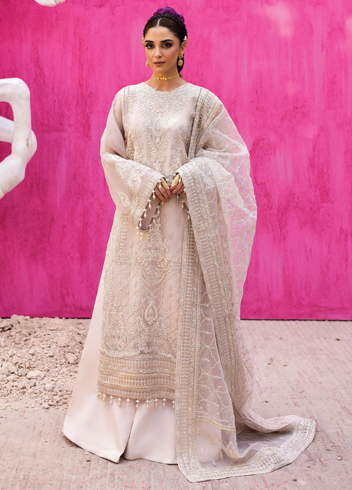 Emaan Adeel Embroidered Chiffon Suits Unstitched 3 Piece EA21FP LE-06 - Luxury Collection