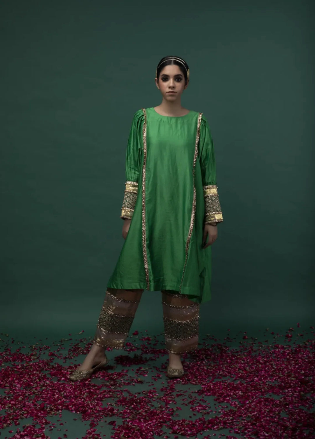 The Girls Store Pret Solid Raw Silk 2 Piece Suit Shahana