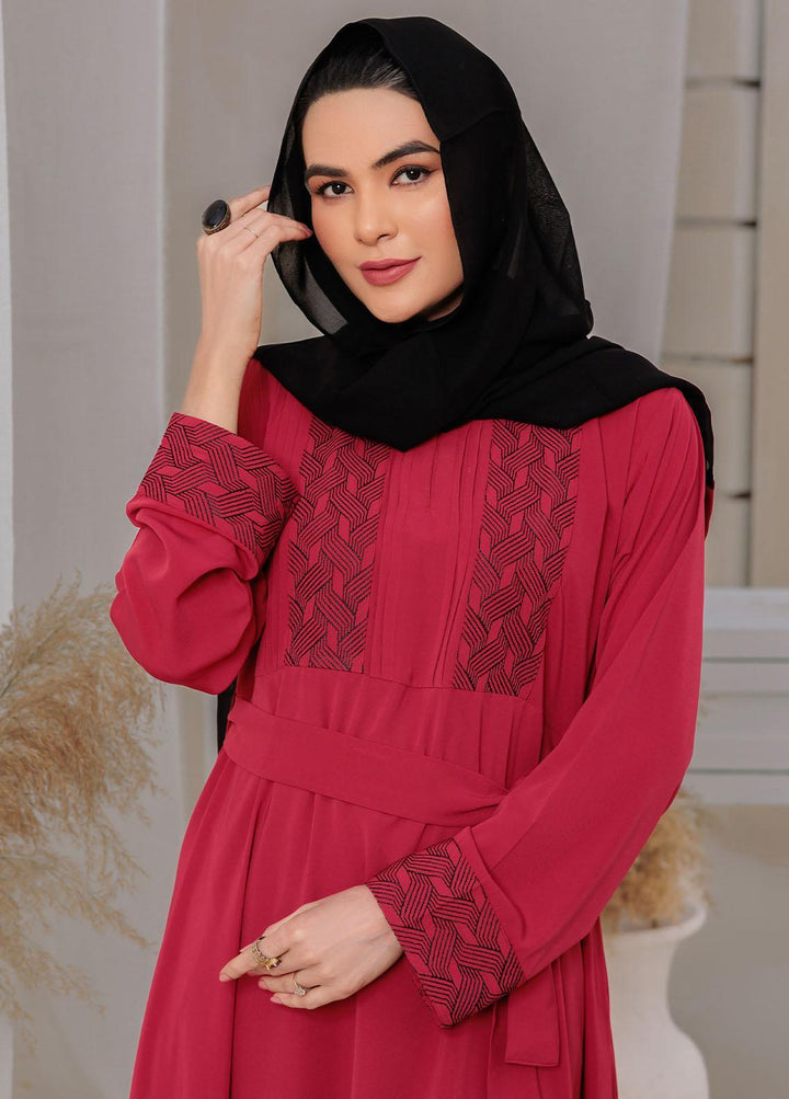 The Great Master (TGM)  Korean Nida Front Closed Abaya Jasper Red