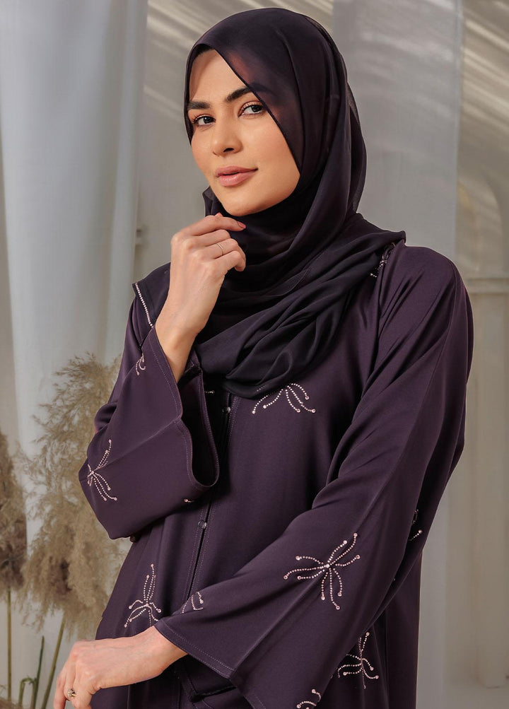 The Great Master (TGM)  Korean Nida Front Open Abaya Ruby