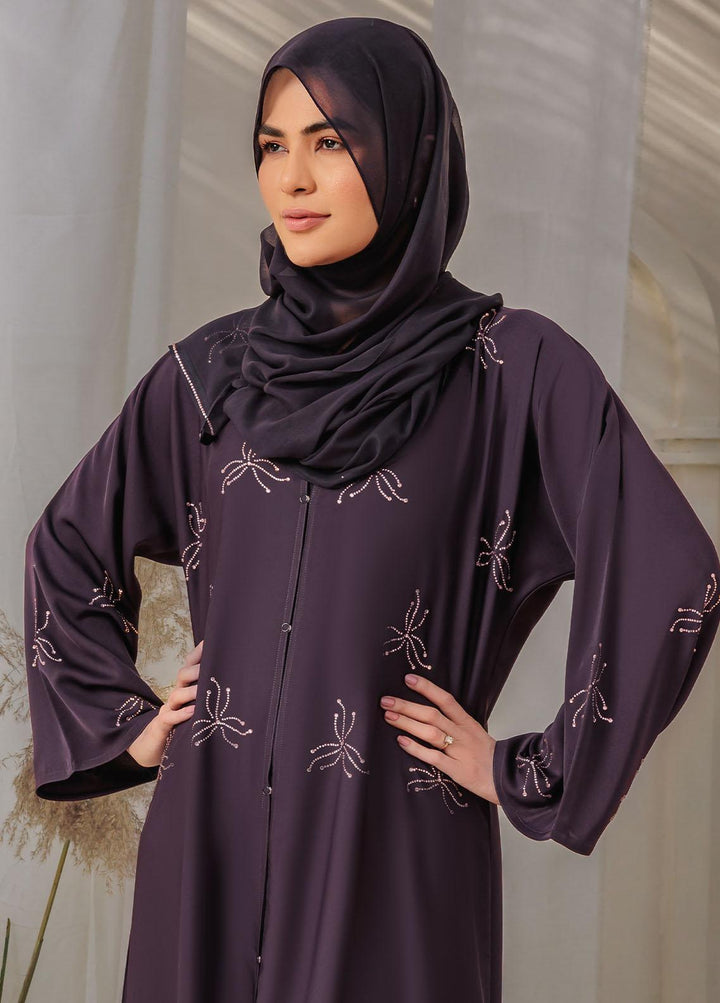 The Great Master (TGM)  Korean Nida Front Open Abaya Ruby