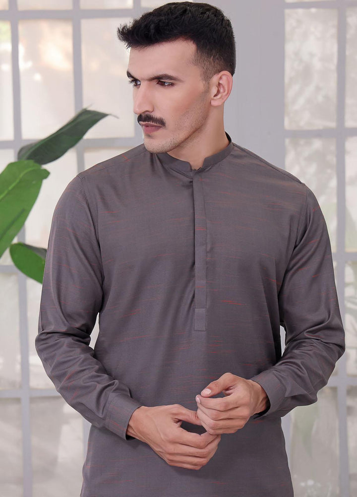 The Great Master (TGM) Wash N Wear Festive Kameez Shalwar with Waistcoat for Men -  Gray Stone