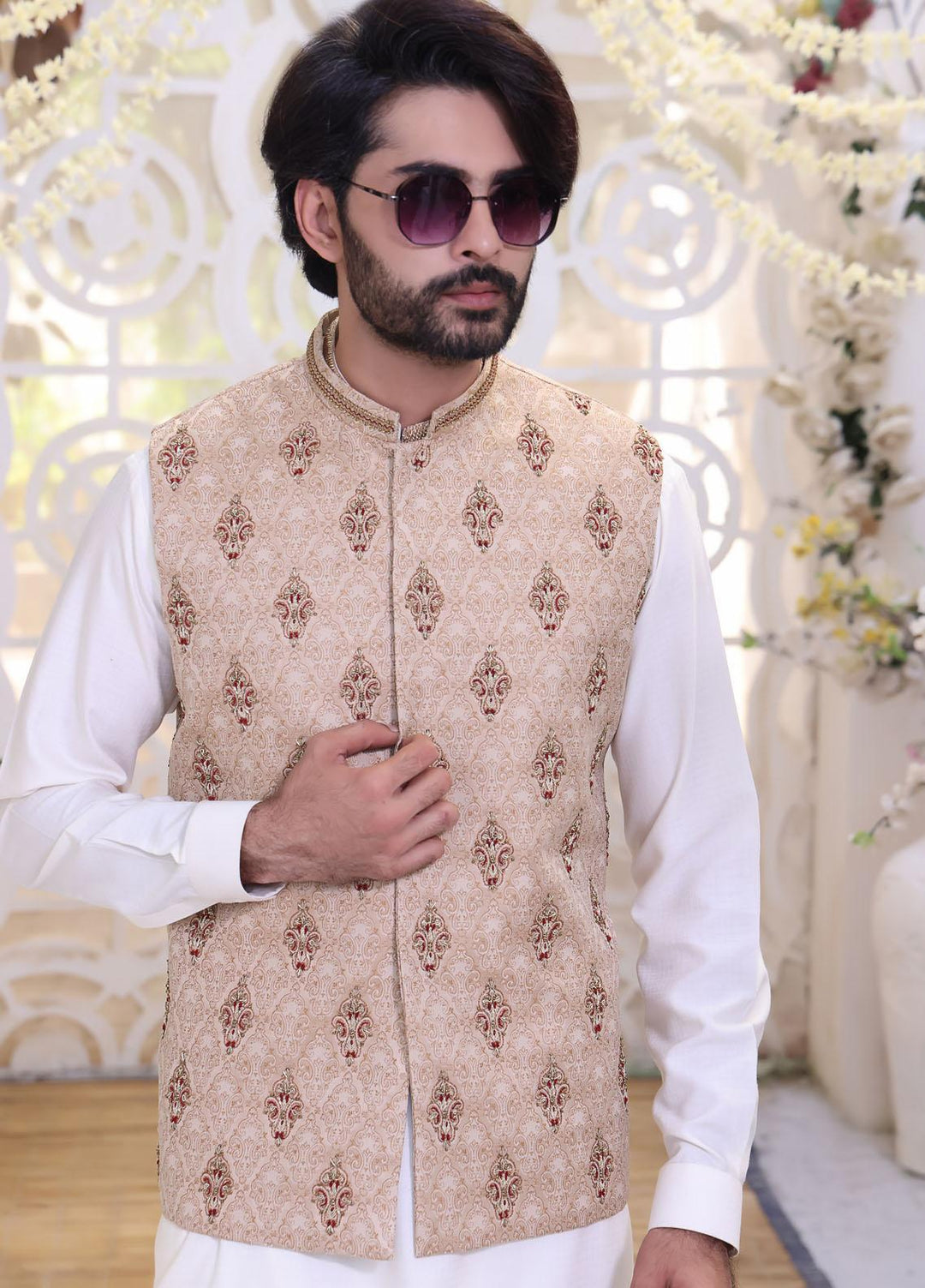 The Great Master (TGM) Jamawar Formal Waistcoat for Men - TGM22MW Hazelnut