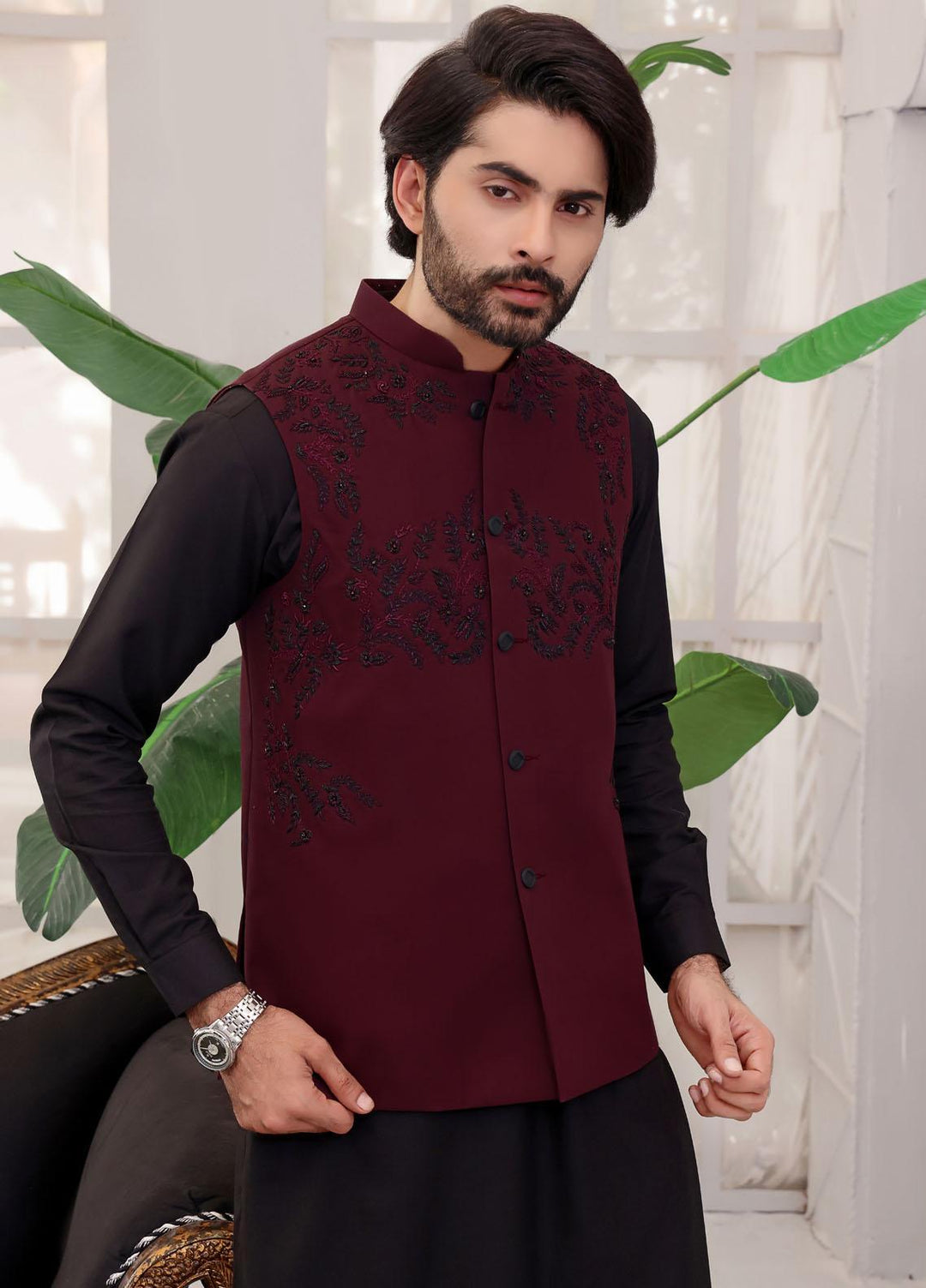 The Great Master (TGM) Suiting Formal Waistcoat for Men - TGM22MW Red Merlot