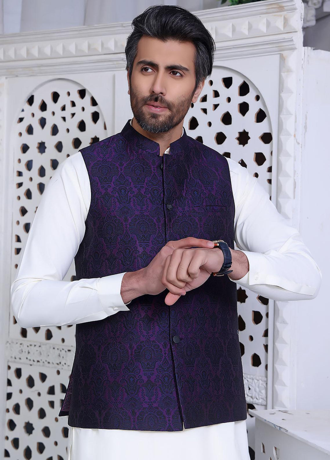 The Great Master (TGM) Atlas Festive Waistcoat for Men -  Heather Purple