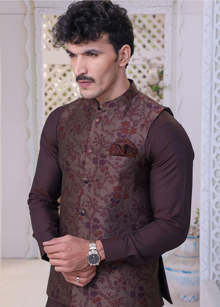 The Great Master (TGM) Atlas Festive Waistcoat for Men -  Red Roan