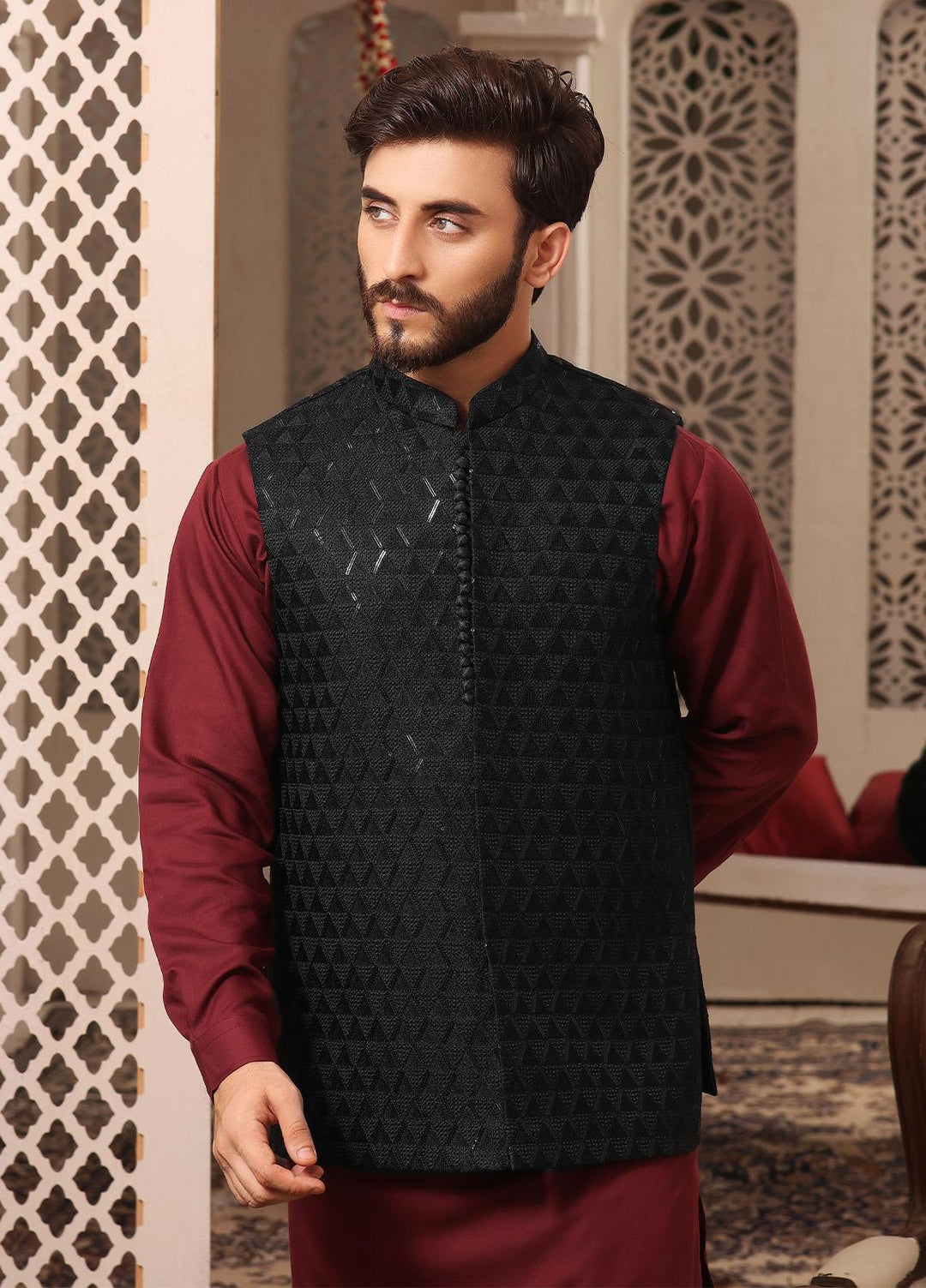 The Great Master (TGM) Satin Formal Men Waistcoat -  BLACK ENIGMA