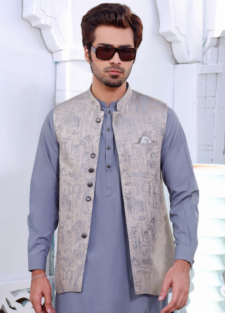 The Great Master (TGM) Wash N Wear Festive Waistcoat 3 Piece Suit for Men -  Grey Seal