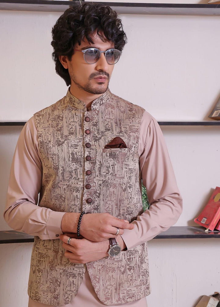 The Great Master (TGM) Wash N Wear Festive Waistcoat 3 Piece Suit for Men -  Seal Brown