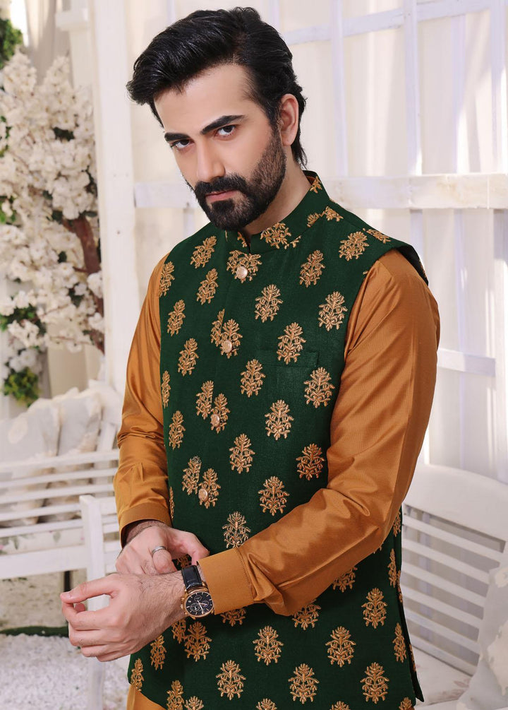 The Great Master (TGM) Raw Silk Formal Men 3 Piece -  Green Woodland