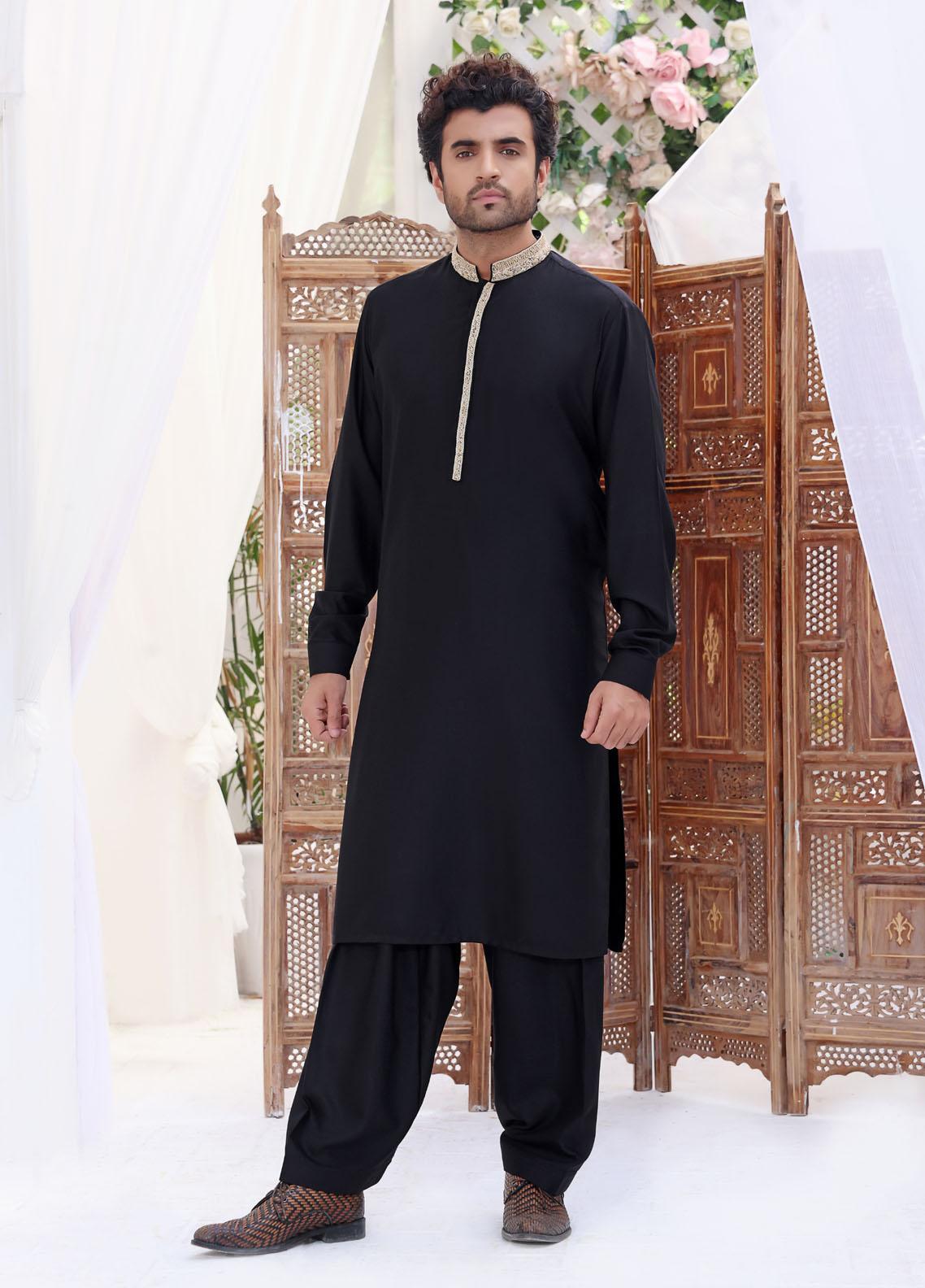The Great Master (TGM) Wash N Wear Formal Kameez Shalwar for Men -  TGM22MNF Black Plague
