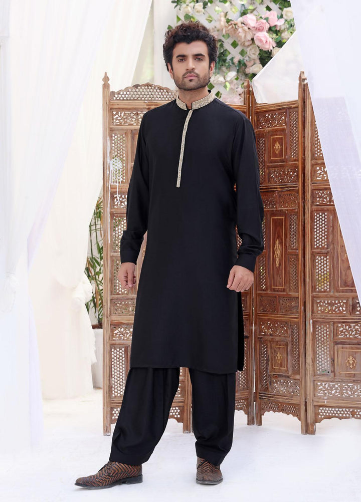 The Great Master (TGM) Wash N Wear Festive Kameez Shalwar for Men -  Black Pear