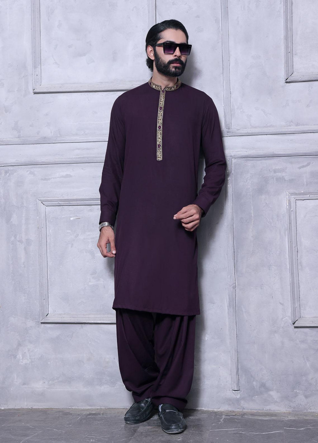 The Great Master (TGM) Wash N Wear Festive Kameez Shalwar for Men -  Guinea Plum