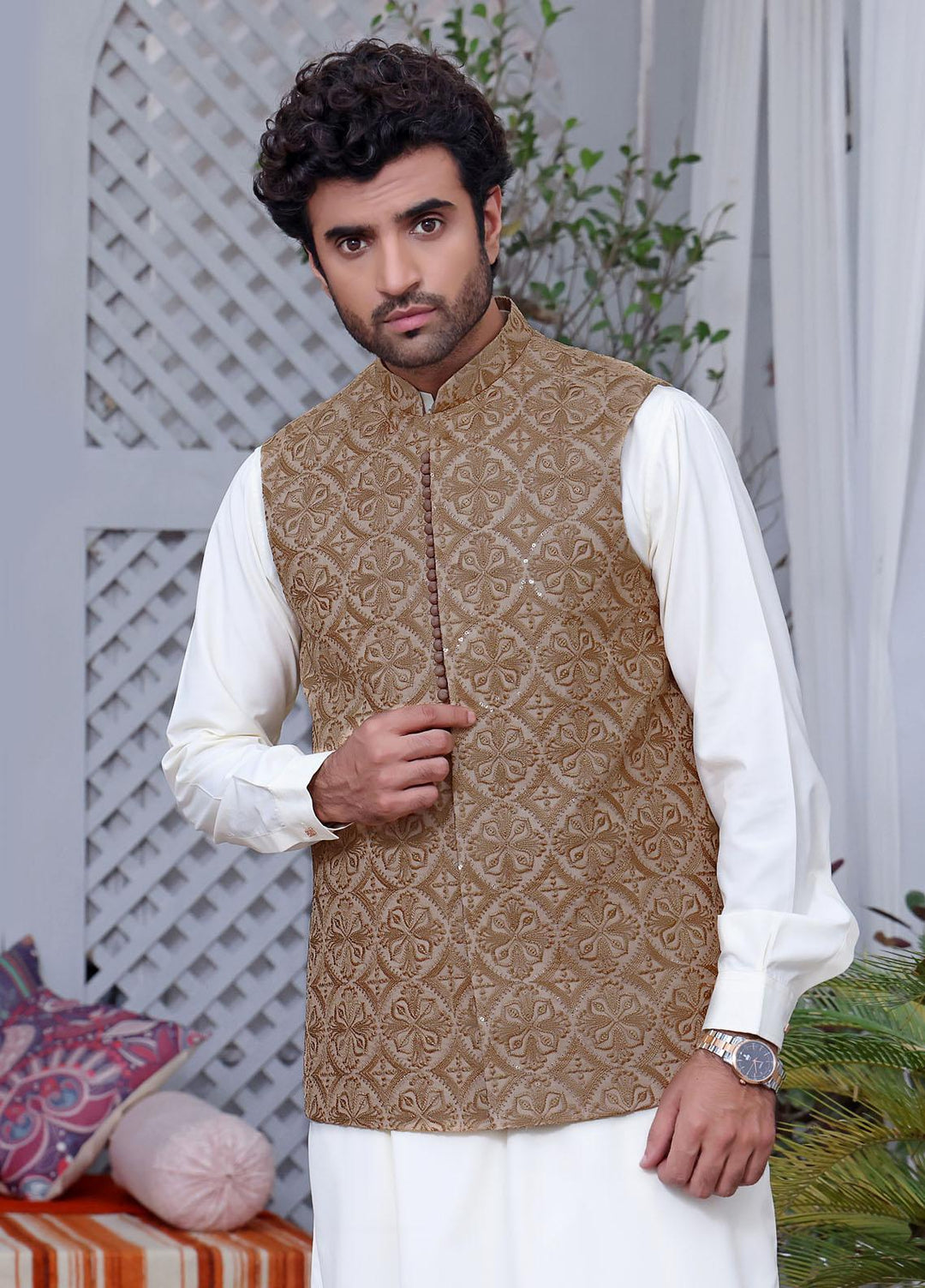 The Great Master (TGM) Missouri Festive Waistcoat for Men - Vienna Smoke
