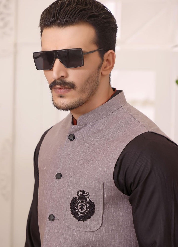The Great Master (TGM) Wash N Wear Formal Men Kameez Shalwar with Waistcoat -  TGM22MS Ash Gray