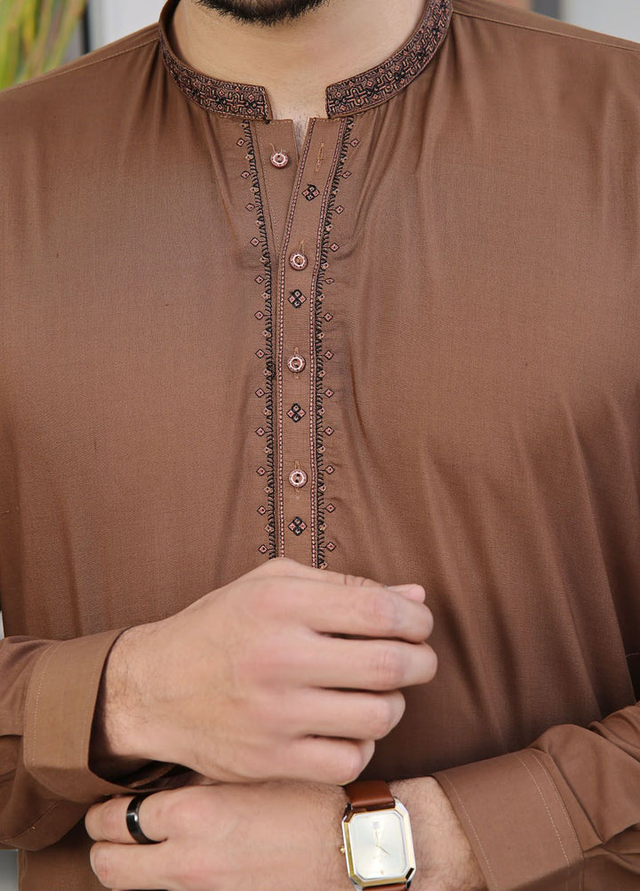 The Great Master (TGM) Blended Formal Men Kameez Shalwar Tan Temptation