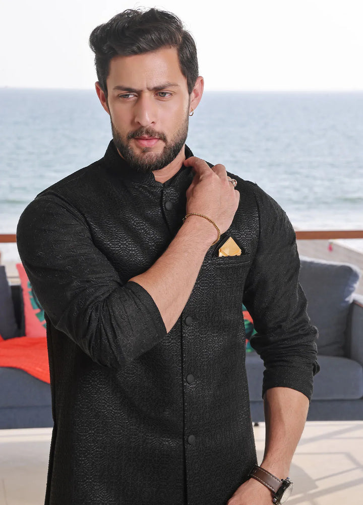 The Great Master (TGM) Chikan Formal Men 3 Piece Suit -  Black Serenity