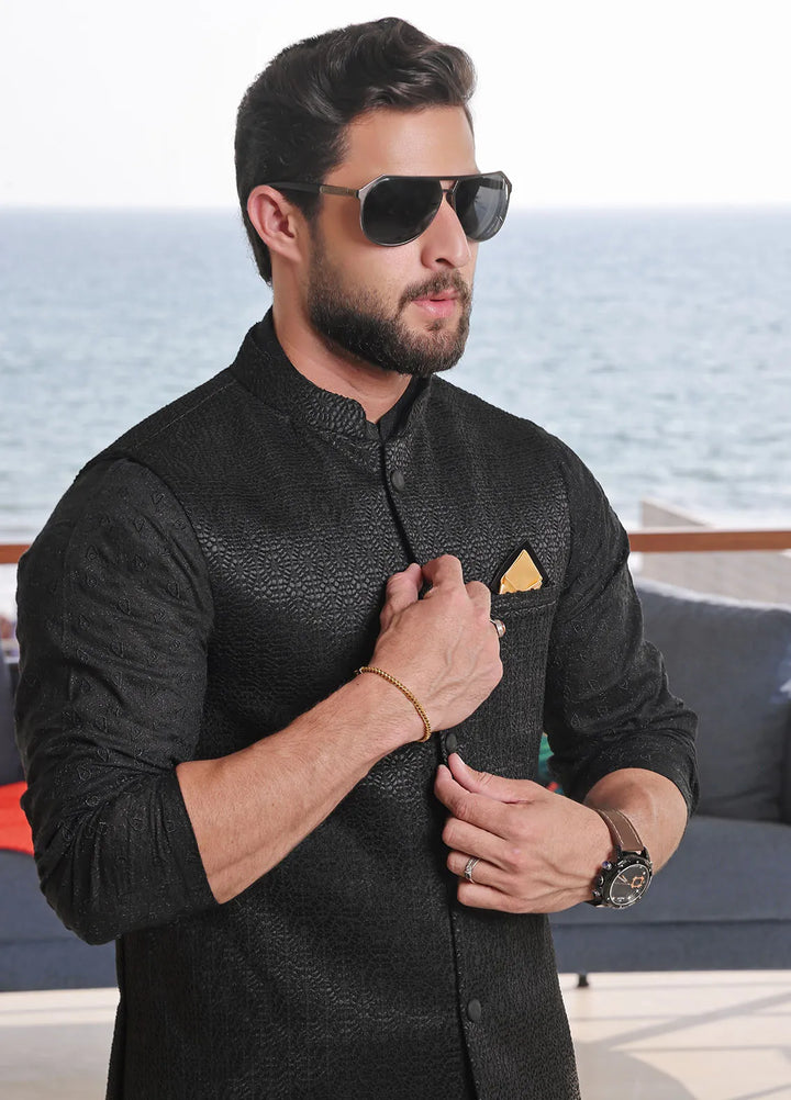 The Great Master (TGM) Chikan Formal Men 3 Piece Suit -  Black Serenity