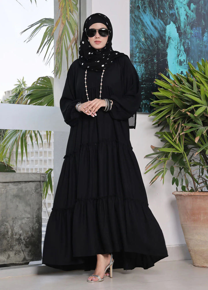 The Great Master (TGM)  Georgette Front Open Style Abaya Dusk Diva