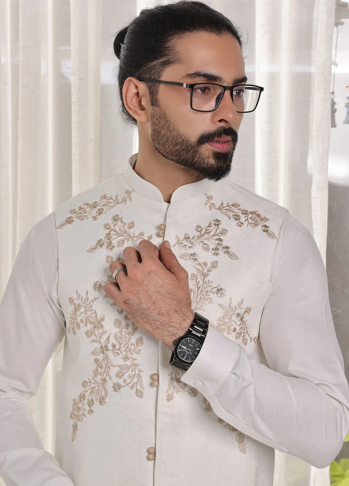 The Great Master (TGM) Jamawar Formal Men Waistcoat - Crystal Cascade