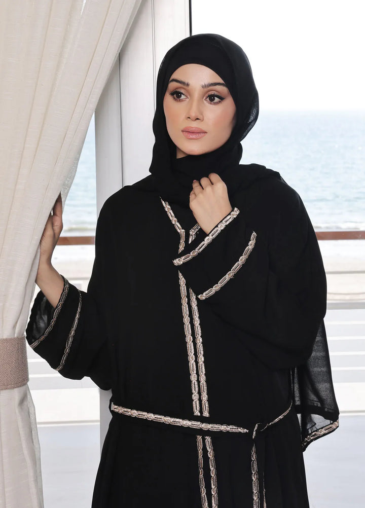 The Great Master (TGM)  Lawn Front Open Style Abaya Shahnaz