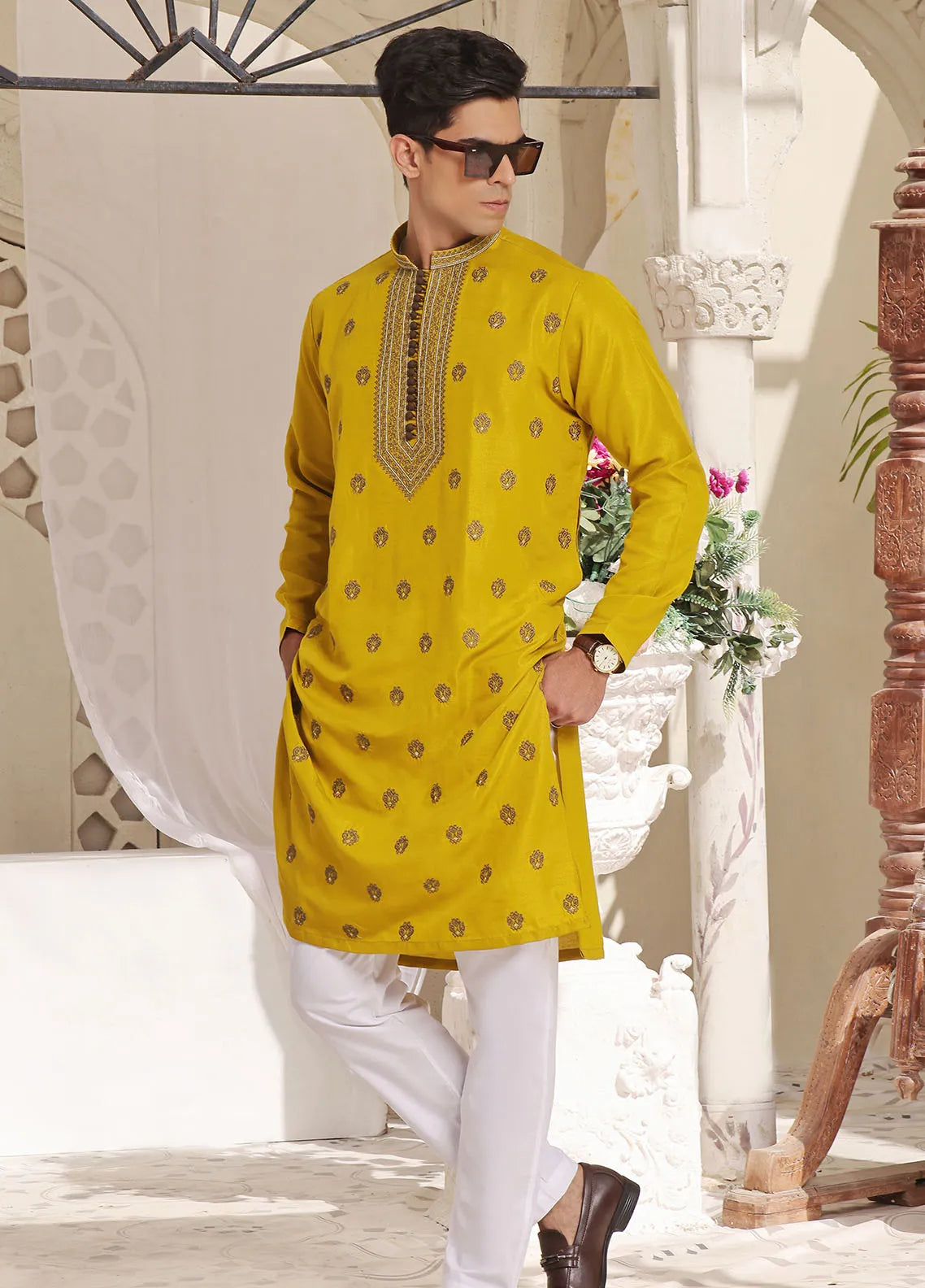 The Great Master (TGM) Atlas Festive Kurta Pajama for Men -  Maple Leaf main image 1