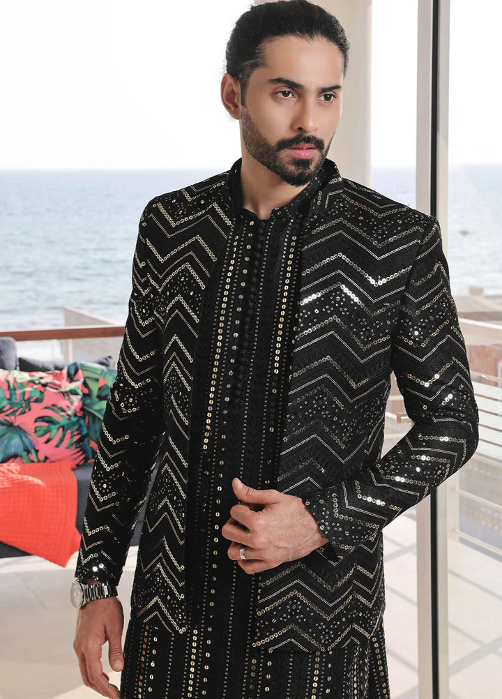 The Great Master (TGM) Raw Silk Formal Men 3 Piece Suit -  Black Charisma