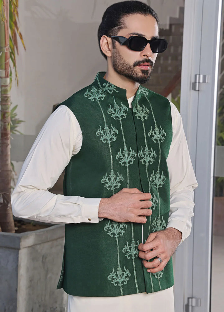 The Great Master (TGM) Raw Silk Formal Men Waistcoat - Meadow Mist