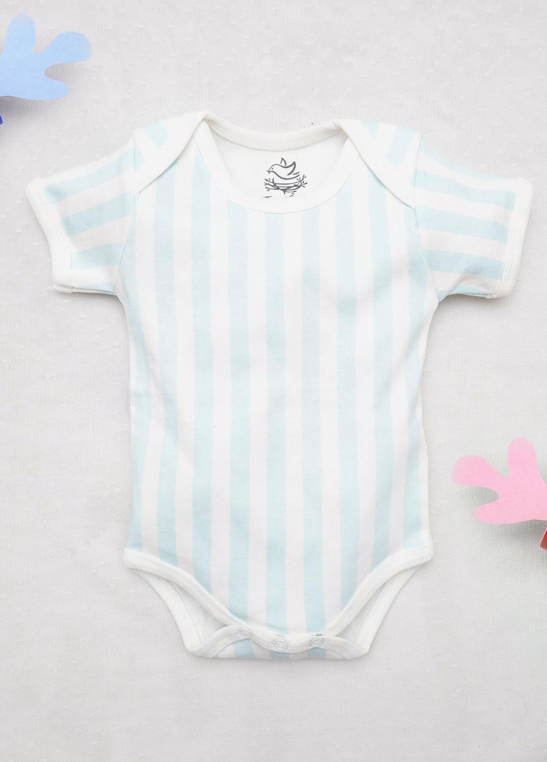 The Nest Cotton Fancy Short Sleeve BodySuit for Boys - THE STRIPE WAVES SHORT SLEEVE BODY SUIT