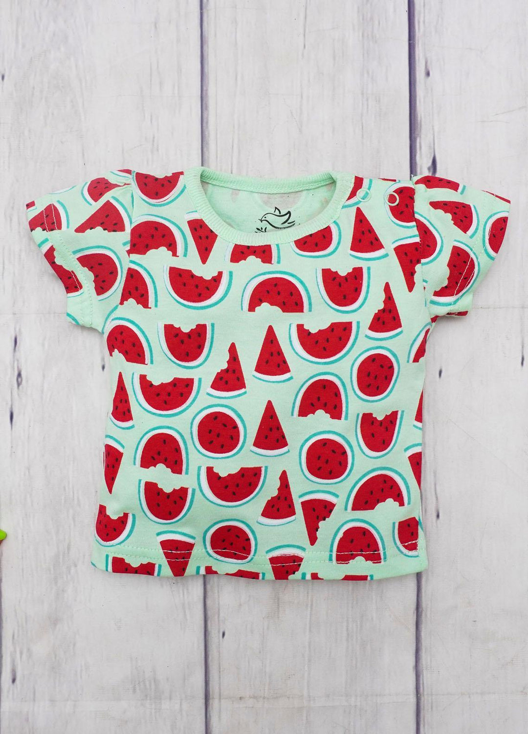The Nest Cotton Fancy Girls CAP Sleeve Tee - JUICY MELON TEE