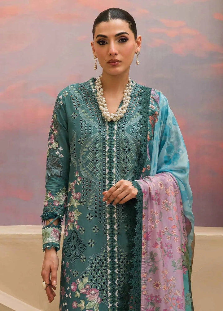 The Painted Garden by Afrozeh Embroidered Lawn Suit Unstitched 3 Piece AF24PG D-01 Stellar Sage - Summer Collection