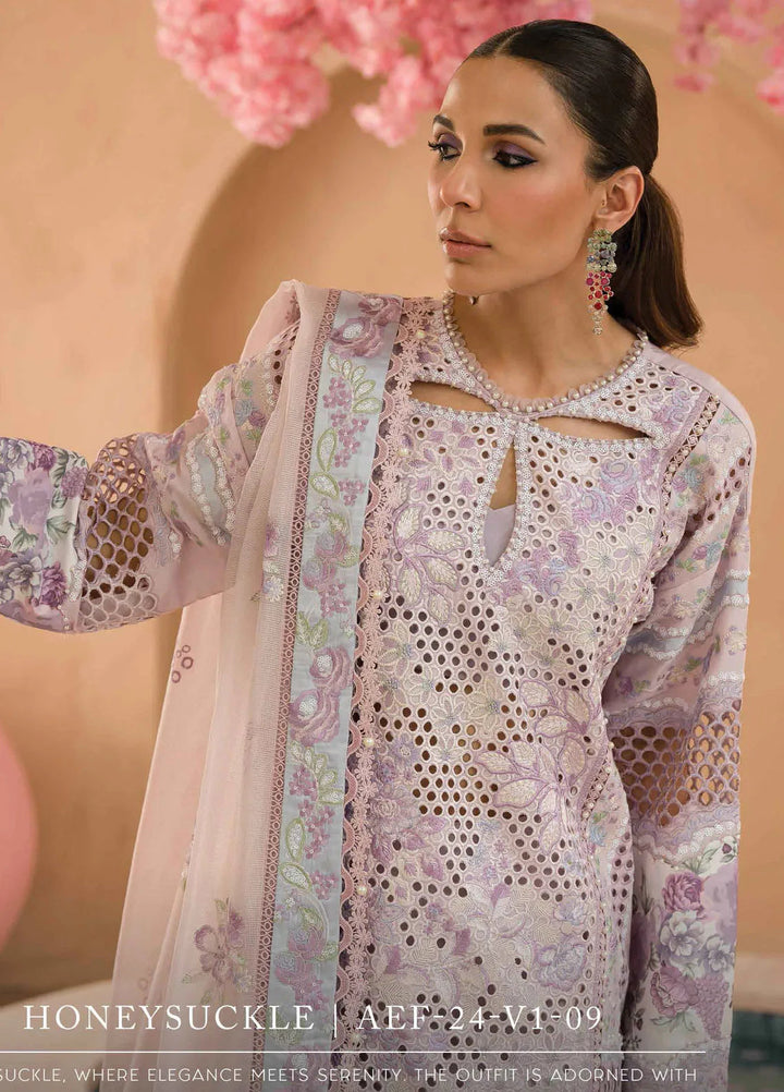 The Painted Garden by Afrozeh Embroidered Lawn Suit Unstitched 3 Piece AF24PG D-09 Honeysuckle - Summer Collection