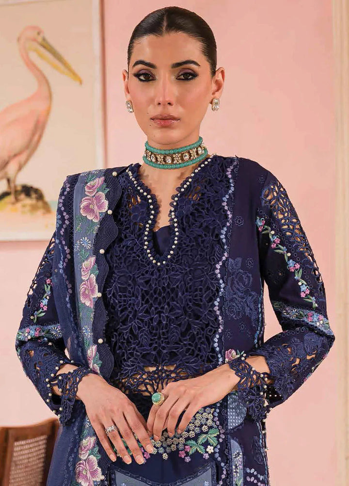 The Painted Garden by Afrozeh Embroidered Lawn Suit Unstitched 3 Piece AF24PG D-10 Bluebell - Summer Collection