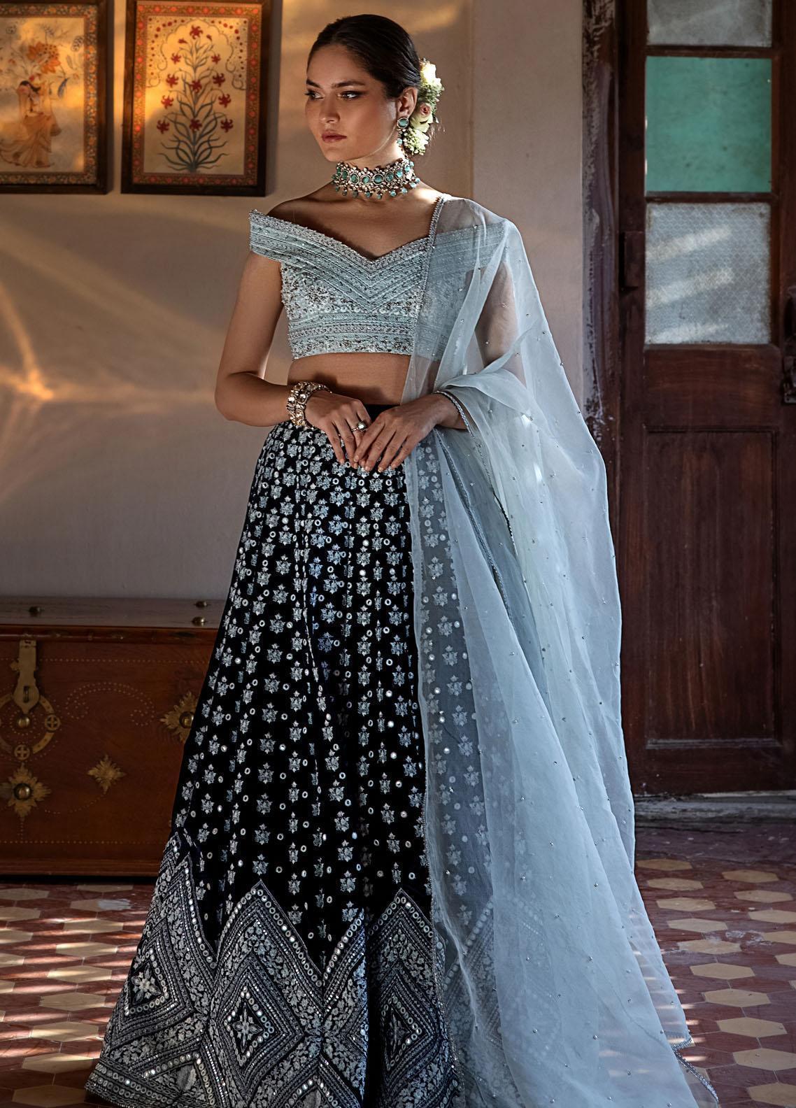 Threads & Motifs Pret Embroidered Chiffon Lehenga and Blouse 8129.1