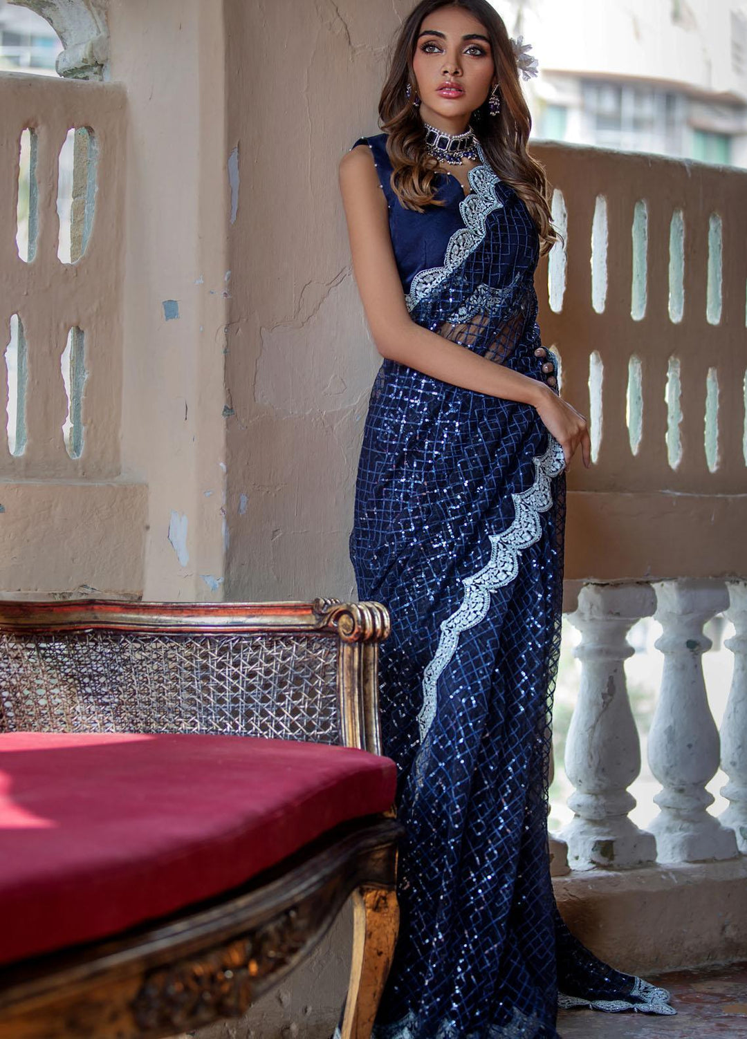 Threads & Motifs Pret Net Saree THM21F 7811