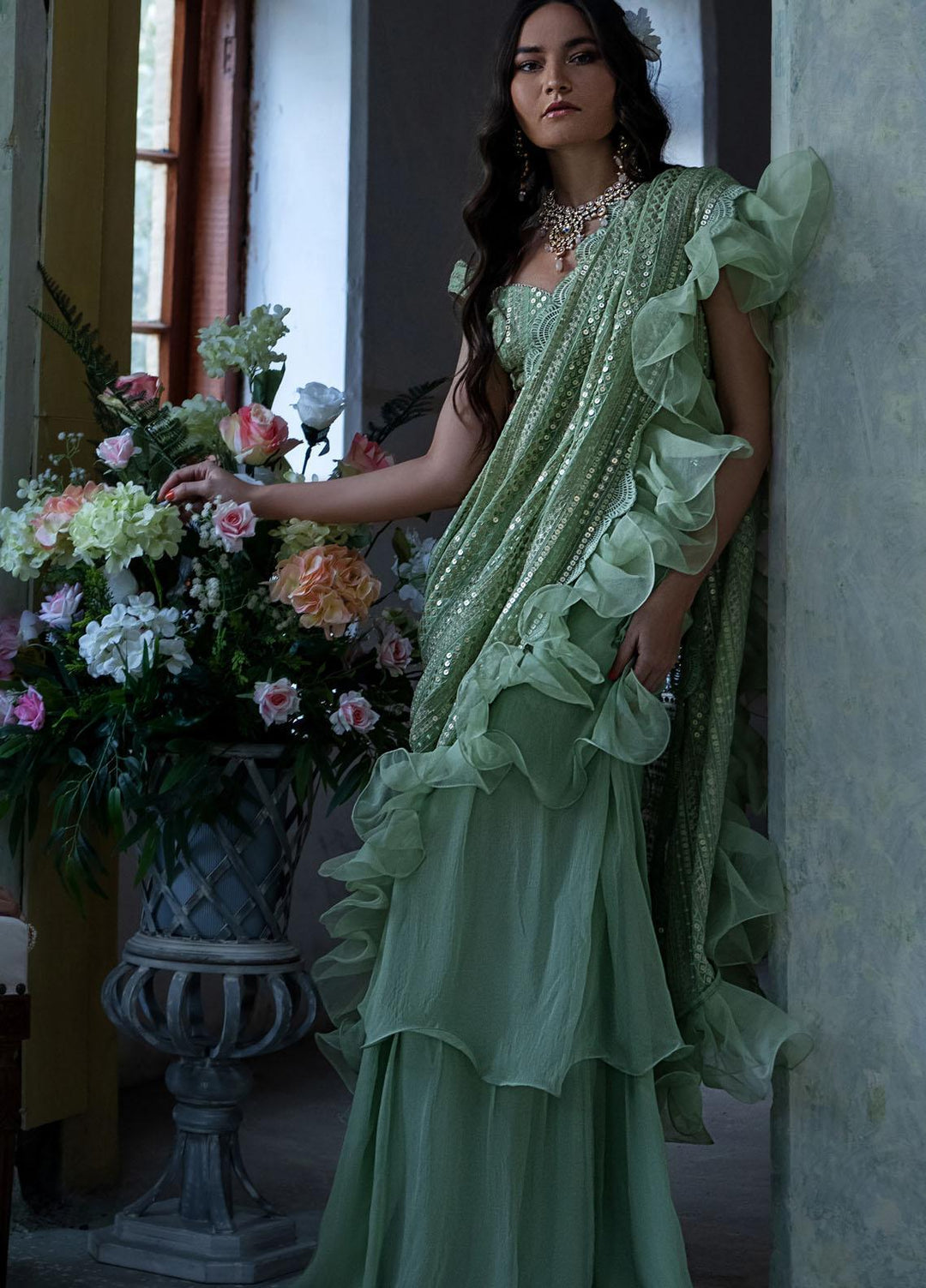 Threads & Motifs Pret Chiffon Saree THM21F 7638