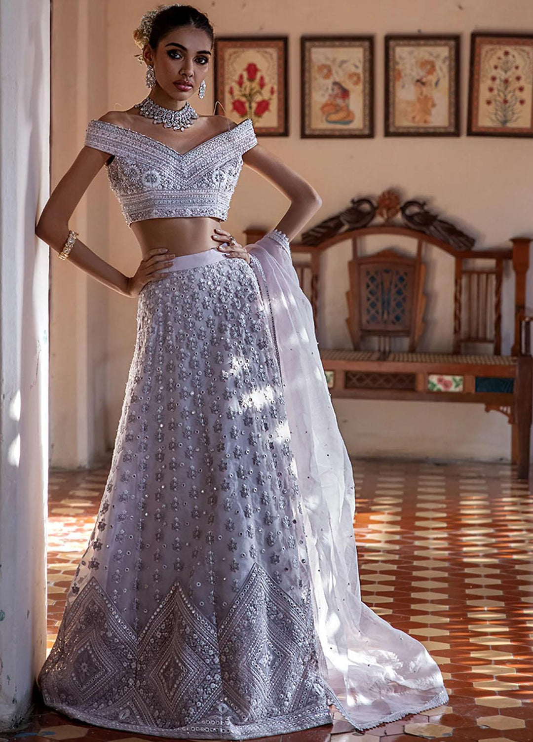Threads & Motifs Pret Organza Lehenga and Blouse THM21F 7803