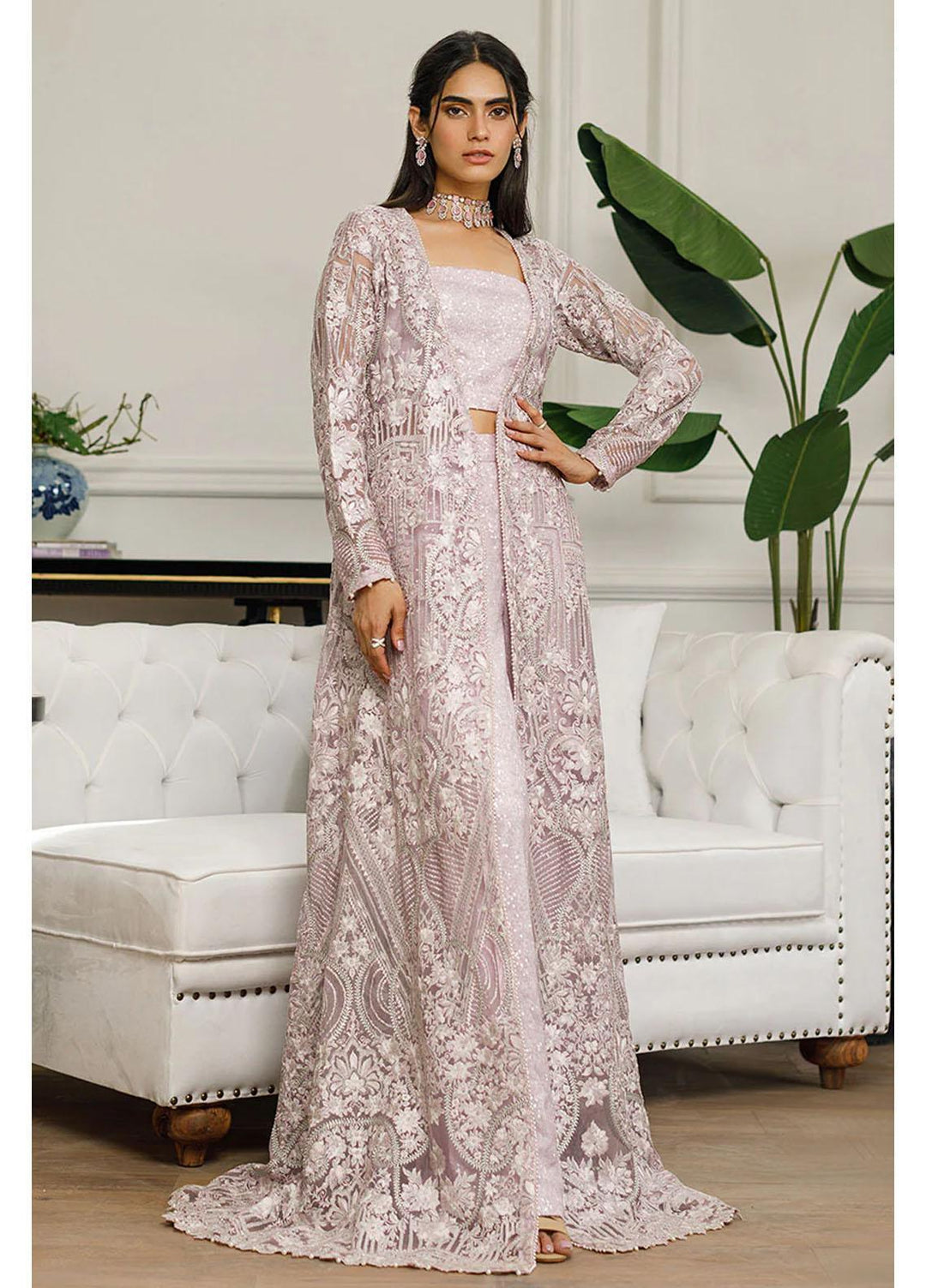 Threads & Motifs Luxury Pret  Net Jacket Dress 7245.2