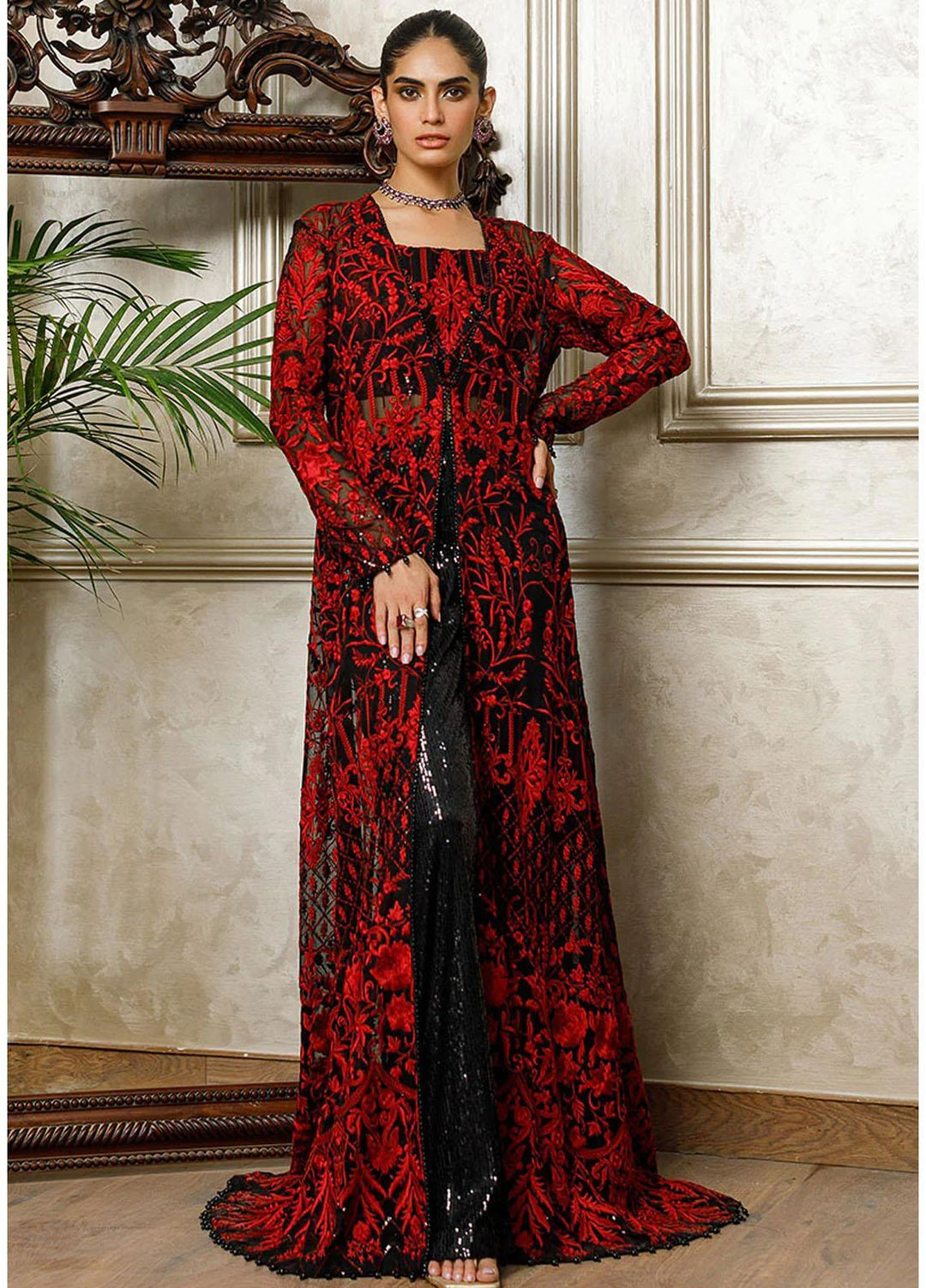 Threads & Motifs Luxury Pret  Net 1 Piece Dress 8279