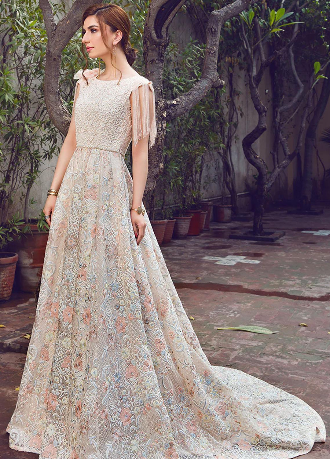 Threads & Motifs Pret Formal Wear Organza Dress 5532 Pink Shaded