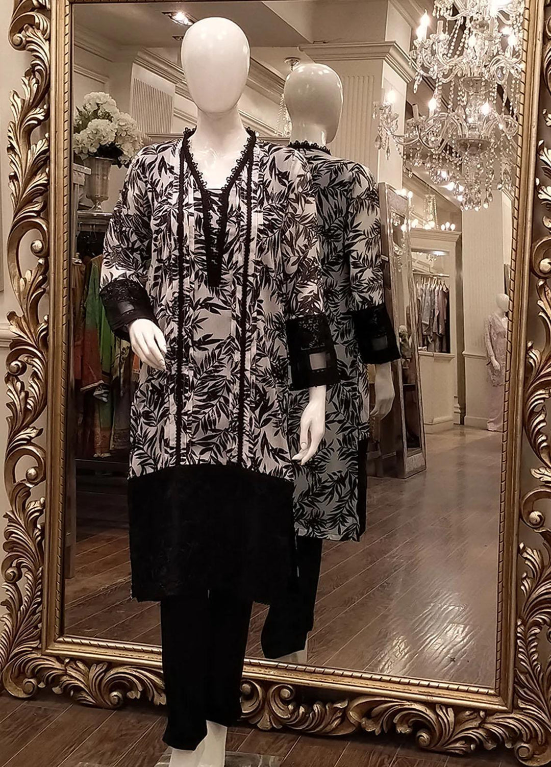 Threads & Motifs Pret Embroidered Chiffon Shirt 8475
