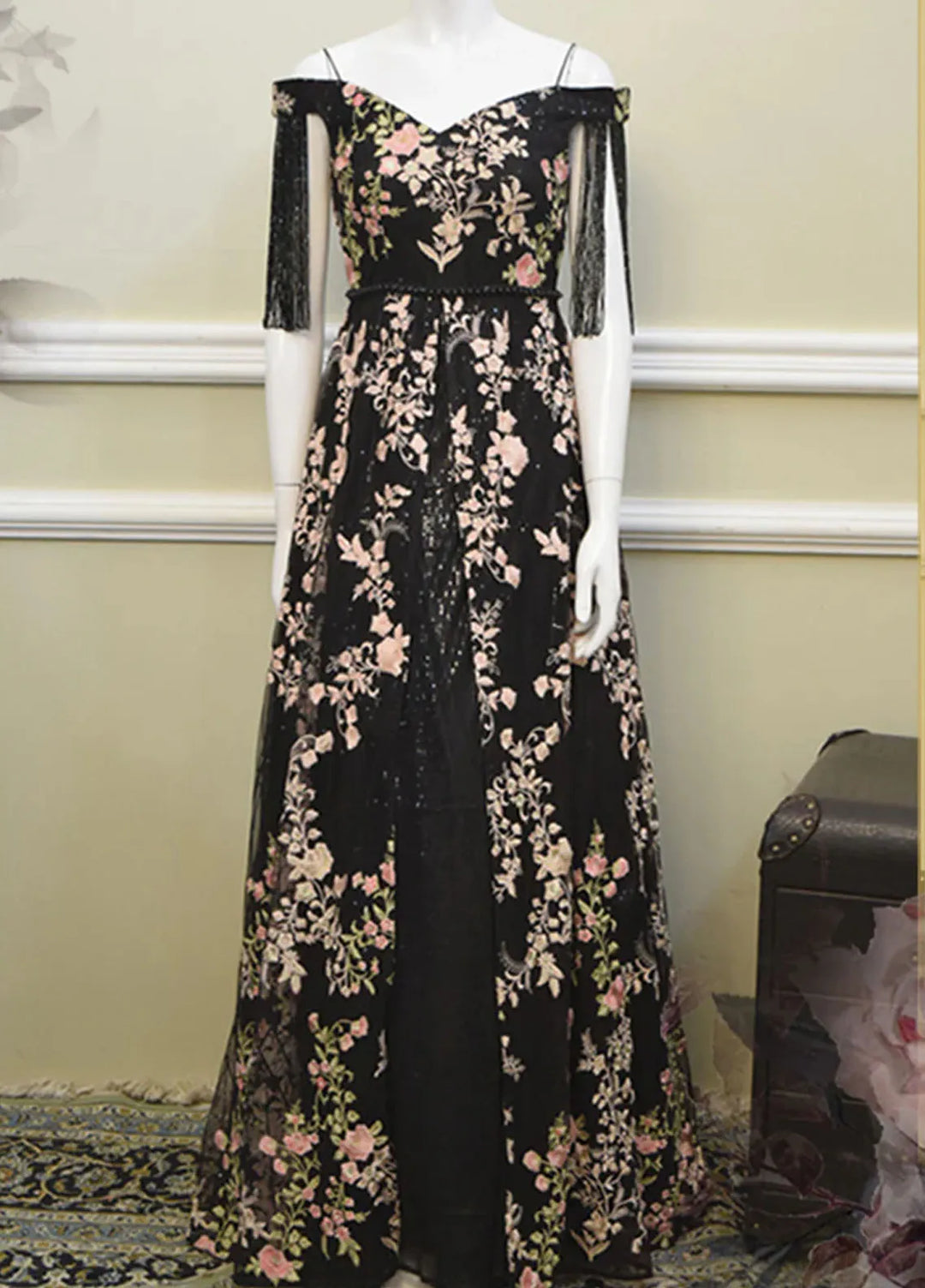 Threads And Motifs Pret Embroidered Net Lehenga 5210 Black