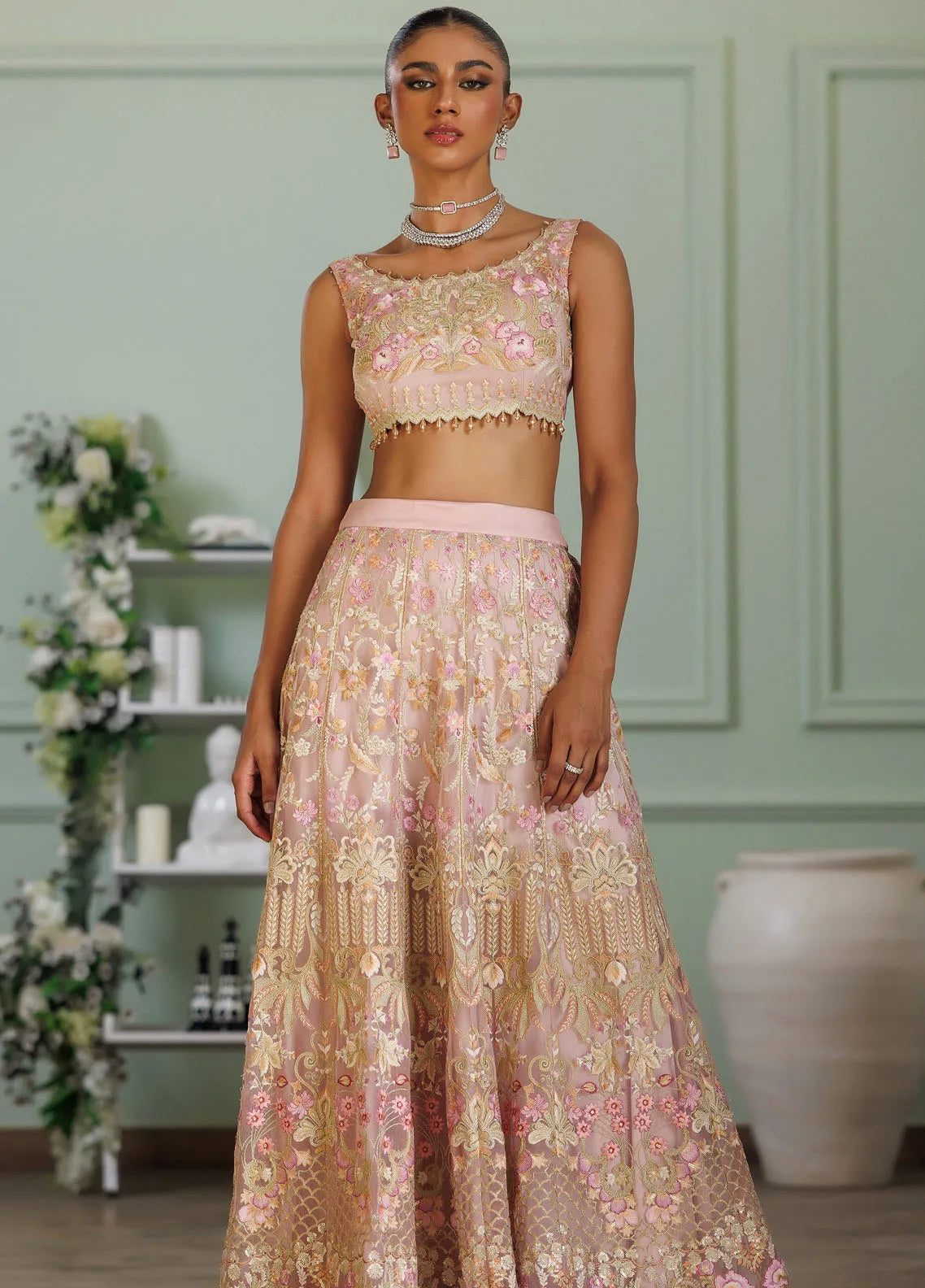 Threads & Motifs Luxury Pret  Tissue Lehenga and Blouse 8194
