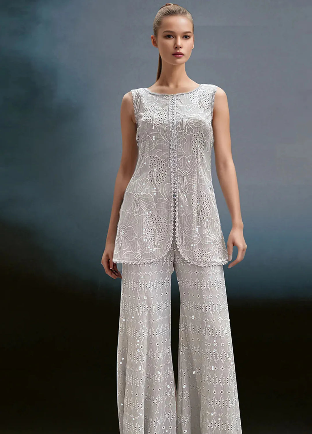 Threads And Motifz Pret Embroidered Chiffon 3 Peice Suit 9404