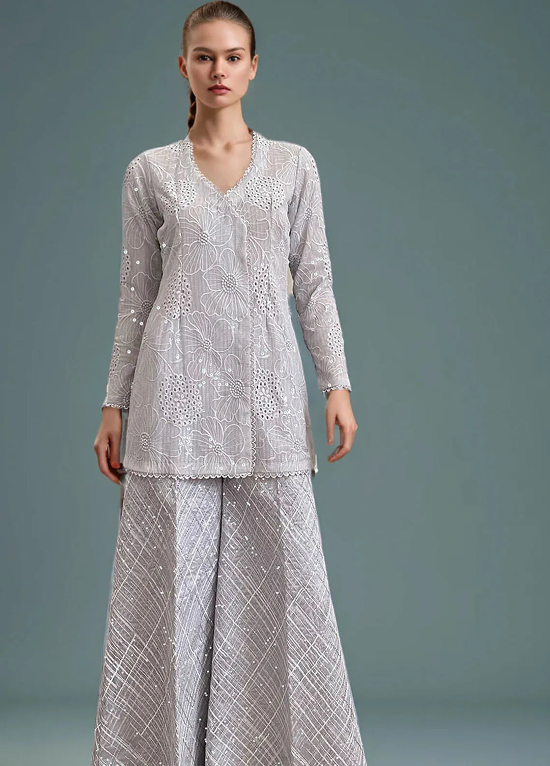 Threads And Motifz Pret Embroidered Chiffon 3 Peice Suit 9417