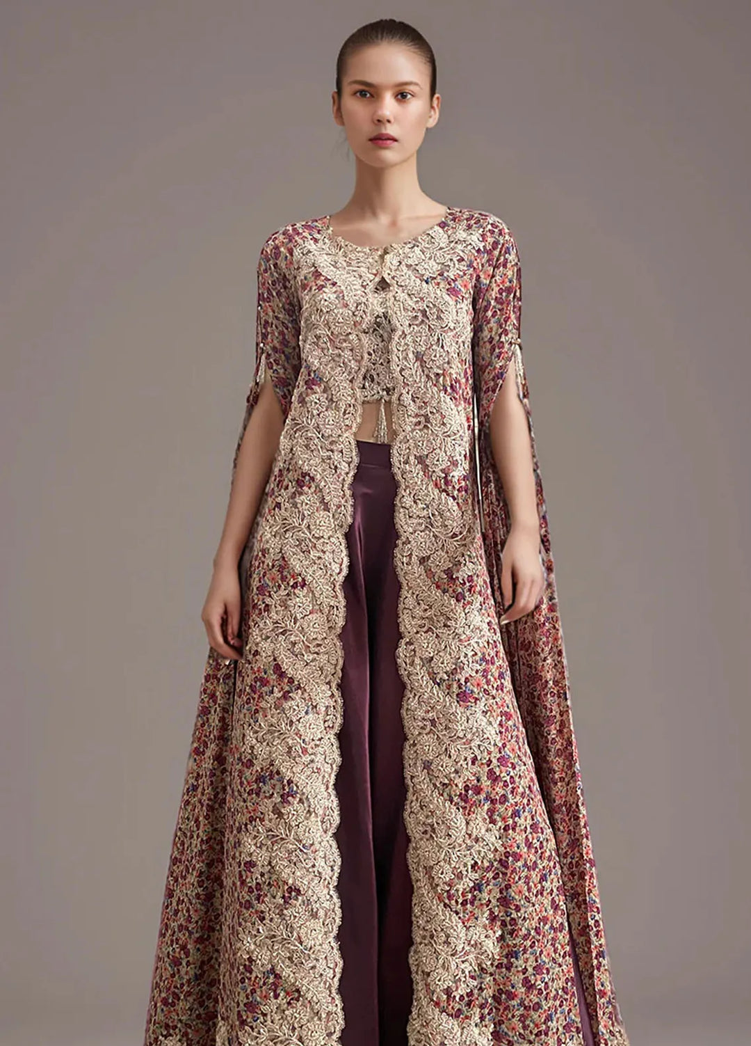 Threads And Motifz Pret Embroidered Chiffon 3 Peice Suit 9418
